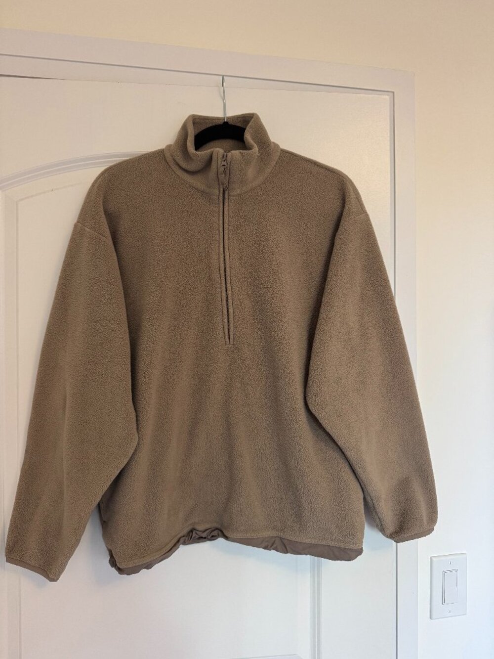 Aritzia Fleece Half-Zip in Taupe